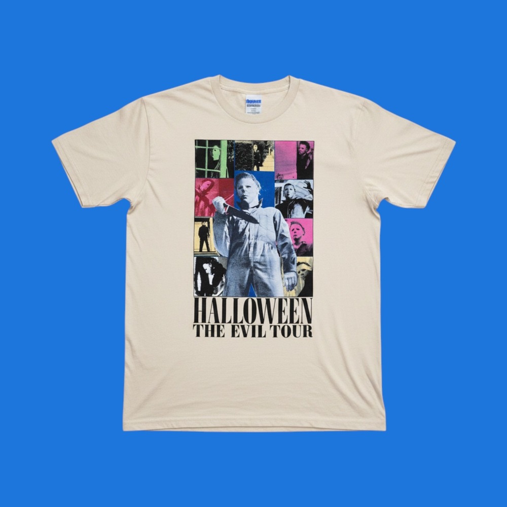 John Carpenter Halloween The Evil Tour Michael Myers Graphic T-Shirt Beige